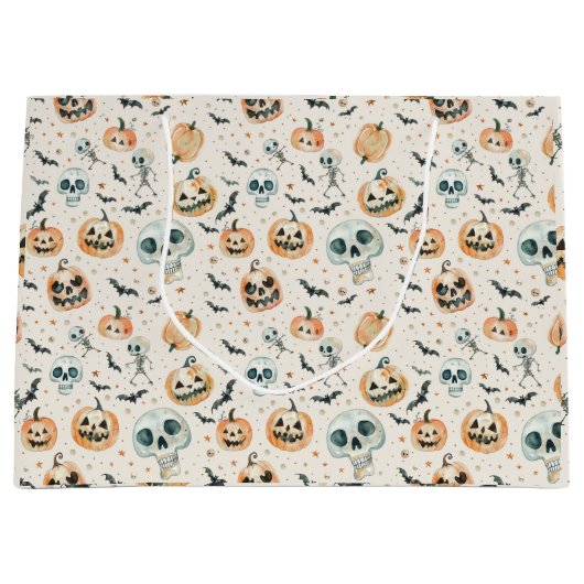Schattige Halloween Spooky Ghost Skull Bat Groot Cadeauzakje (Voorkant)