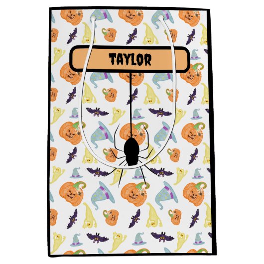 Schattige Halloween - Spooky Spider - Medium Gift Medium Cadeauzakje (Voorkant)