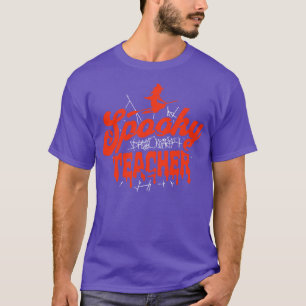 Schattige Halloween Spooky Teacher Sinaasappel en T-shirt
