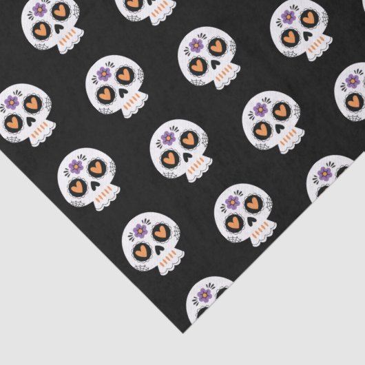 Schattige Halloween Sugar Skull Pattern Tissuepapier (Detail)