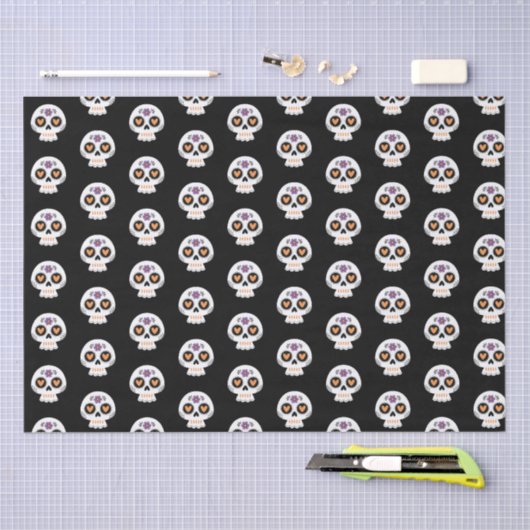 Schattige Halloween Sugar Skull Pattern Tissuepapier (Craft)