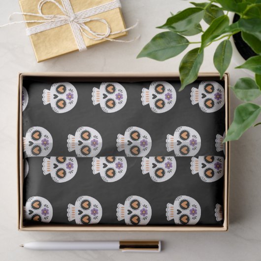 Schattige Halloween Sugar Skull Pattern Tissuepapier (Geschenk)
