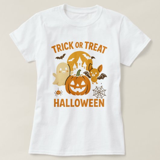 Schattige Halloween T-shirt | Grappige geest, pomp (Design voorkant)