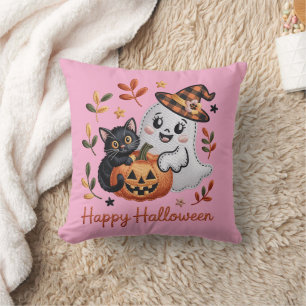 Schattige Halloween T-shirt – grillig borduurwerk Kussen