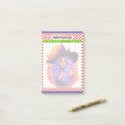 Schattige Halloween thema- Bloeddruk Log Post-it® Notes (Op bureau)