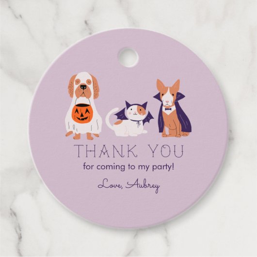 Schattige Halloween Thema Verjaardagsfeestkostuum  Bedankjes Labels (Voorkant)