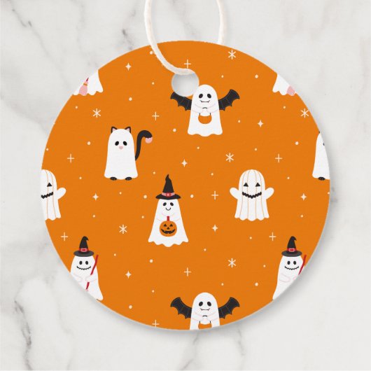 Schattige Halloween Trick or treat Ghosts Bedankjes Labels (Achterkant)