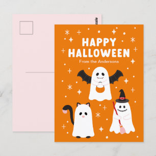 Schattige Halloween Trick or treat Ghosts Briefkaart