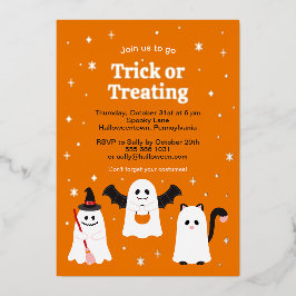 Schattige Halloween-truc of het behandelen van spo Folie Uitnodiging