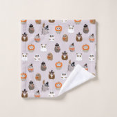Schattige Halloween Uilen Patroon Bad Handdoek (Wasdoekje)