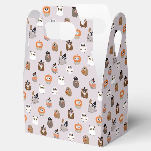 Schattige Halloween Uilen Patroon Bedankdoosjes (Geopend)
