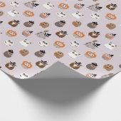 Schattige Halloween Uilen Patroon Cadeaupapier (Hoek)