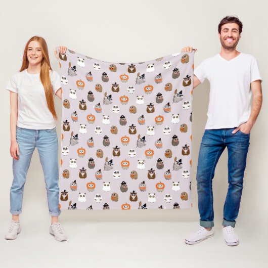 Schattige Halloween Uilen Patroon Fleece Deken (In situ)