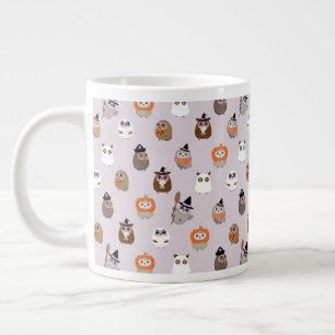Schattige Halloween Uilen Patroon Grote Koffiekop