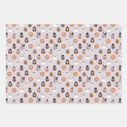 Schattige Halloween Uilen Patroon Inpakpapier Vel (Voorkant)