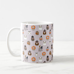 Schattige Halloween Uilen Patroon Koffiemok