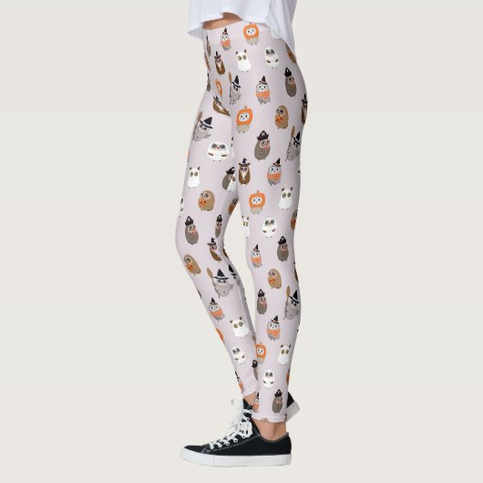 Schattige Halloween Uilen Patroon Leggings (Links)