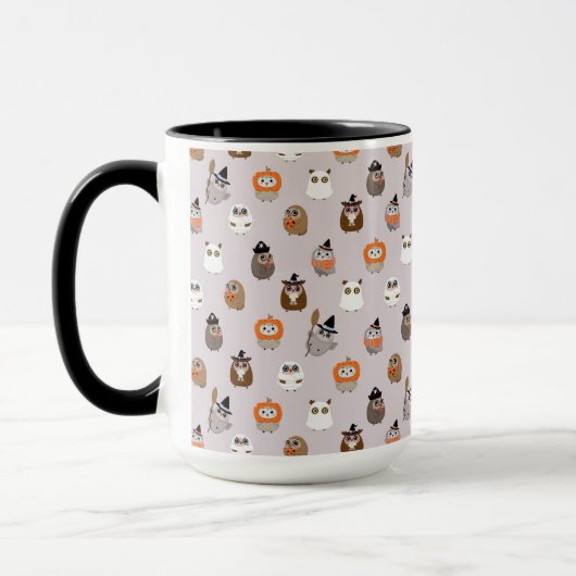 Schattige Halloween Uilen Patroon Mok (Links)