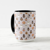 Schattige Halloween Uilen Patroon Mok (Voorkant links)