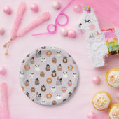 Schattige Halloween Uilen Patroon Papieren Bordje (Feest)