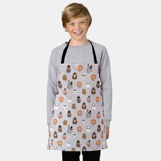 Schattige Halloween Uilen Patroon Schort (Gedragen)