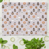 Schattige Halloween Uilen Patroon Theedoek (Gevouwen)