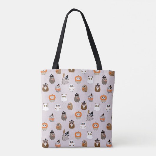 Schattige Halloween Uilen Patroon Tote Bag (Achterkant)