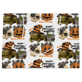 Schattige Halloween Verjaardag Naam toevoegen Ghos Groot Cadeauzakje (Voorkant)