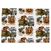Schattige Halloween Verjaardag Naam toevoegen Ghos Groot Cadeauzakje (Achterkant)