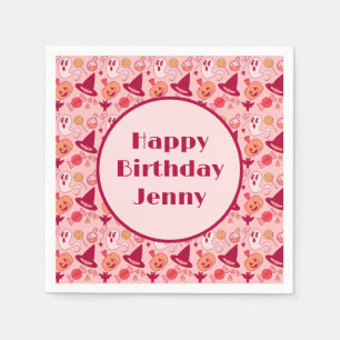 Schattige Halloween Verjaardag Toevoegen Meisje Na Servet