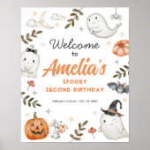 Schattige Halloween Verjaardag Welkom Teken Poster (Voorkant)