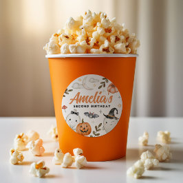 Schattige Halloween verjaardagsfeestje is favoriet Ronde Sticker