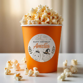 Schattige Halloween verjaardagsfeestje is favoriet Ronde Sticker