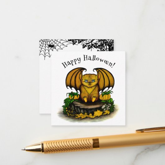 Schattige Halloween-vleermuis Informatiekaartje (Voorkant / Achterkant in situ)