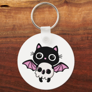 Schattige Halloween Vleermuis Kat - Perfect Grieze Sleutelhanger