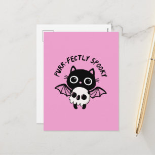 Schattige Halloween Vleermuis Kat - Perfect Schatt Feestdagenkaart