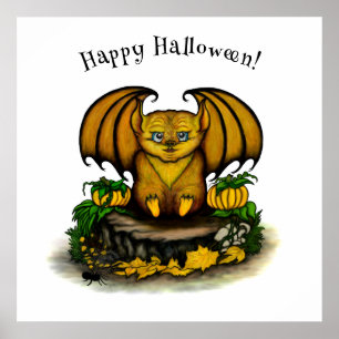 Schattige Halloween-vleermuis Poster