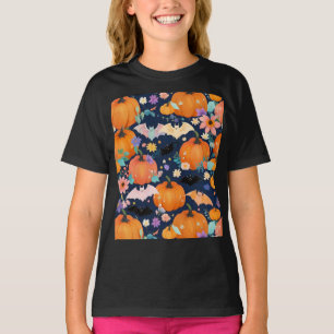 Schattige Halloween Vleermuizen & Pompoenen Bloeme T-shirt
