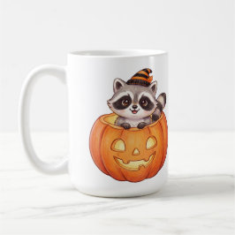 Schattige Halloween wasbeer in Jack-o'-Lantern pom Koffiemok