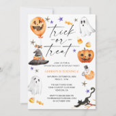 Schattige Halloween Waterverf Verjaardagsfeest Kaart (Voorkant)