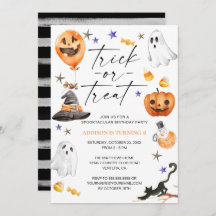 Schattige Halloween Waterverf Verjaardagsfeest