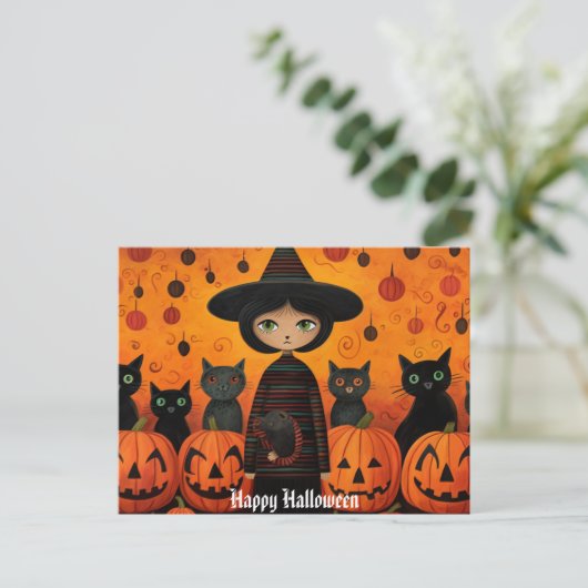 Schattige Halloween Witch 3 Briefkaart (Staand voorkant)