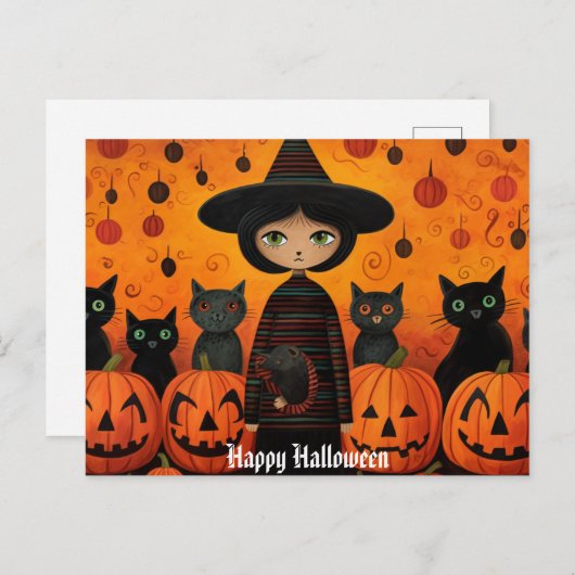 Schattige Halloween Witch 3 Briefkaart (Voorkant / Achterkant)