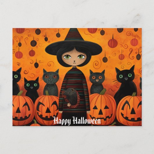 Schattige Halloween Witch 3 Briefkaart (Voorkant)