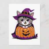 Schattige Halloween Witch Cat Briefkaart (Voorkant)