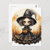 Schattige Halloween Witch Doll Briefkaart (Voorkant / Achterkant)