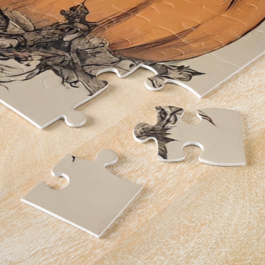 Schattige  Halloween Witch met Black Cat Legpuzzel (Zijkant)