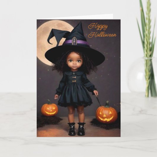 Schattige Halloween Witch Wenskaart Kaart (Voorkant)