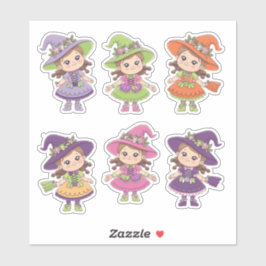 Schattige Halloween Witches Sticker Sheet