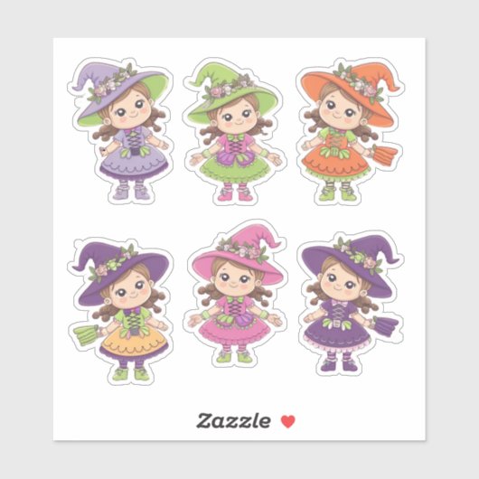 Schattige Halloween Witches Sticker Sheet (Vel)